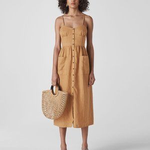 Whistles Milana Tie Back Linen Dress, Size 2